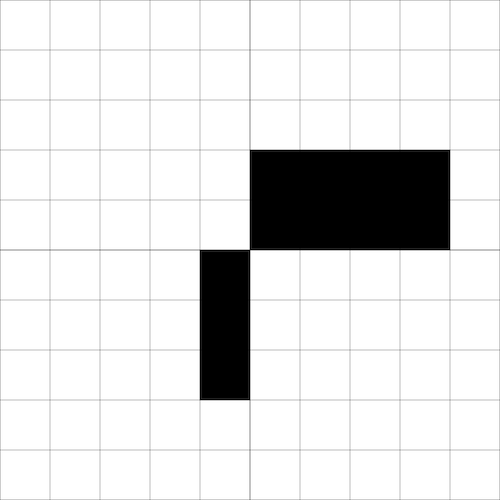 two black rectangles with touching vertices